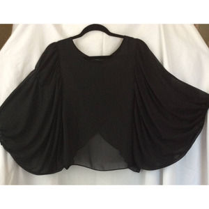 I. Ner Black Sheer Top. Wing Sleeves in Estimated Sz Small. Tagless.